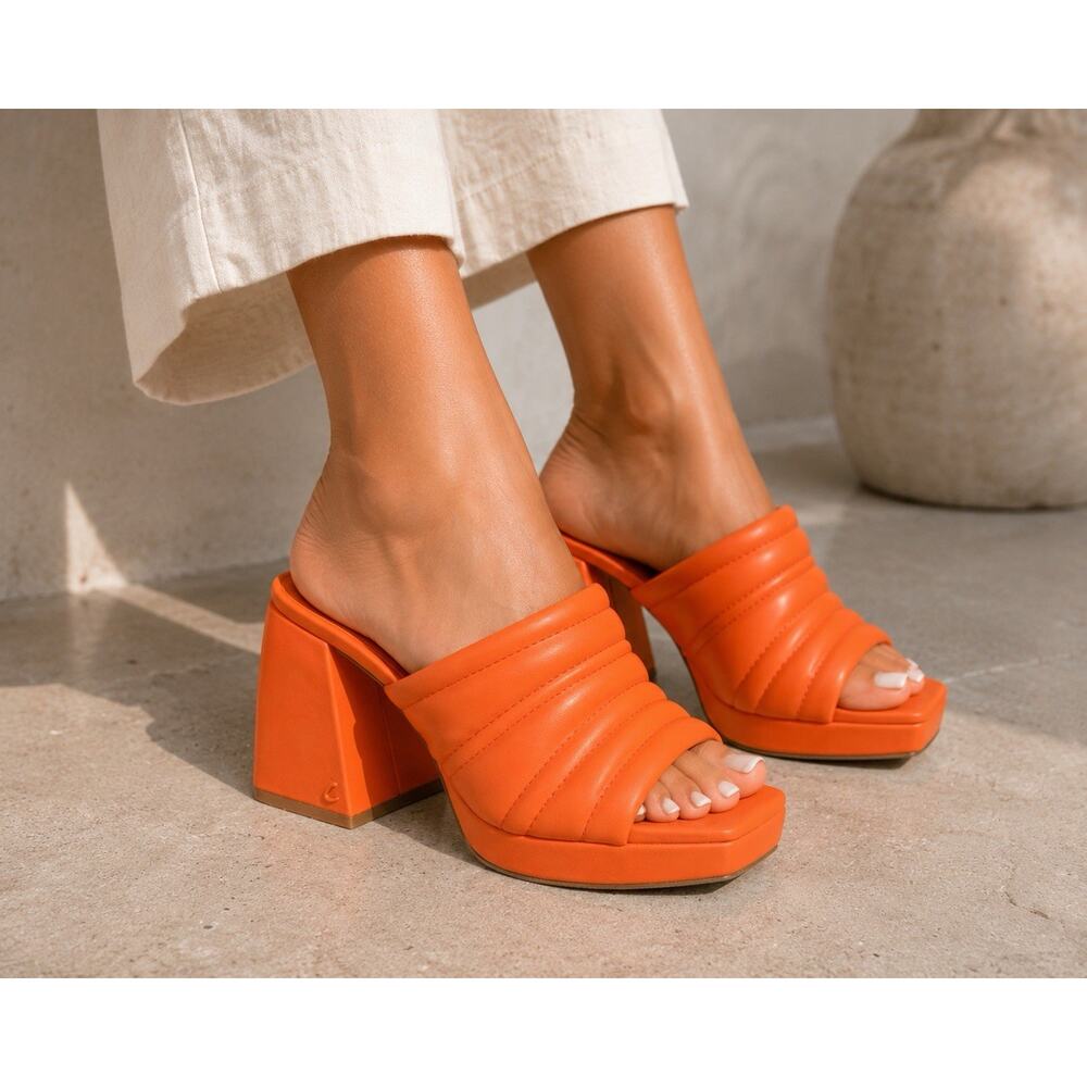 Circus by Sam Edelman Women’s Size 8 Marlie Puffy Platform Mule Heels Orange